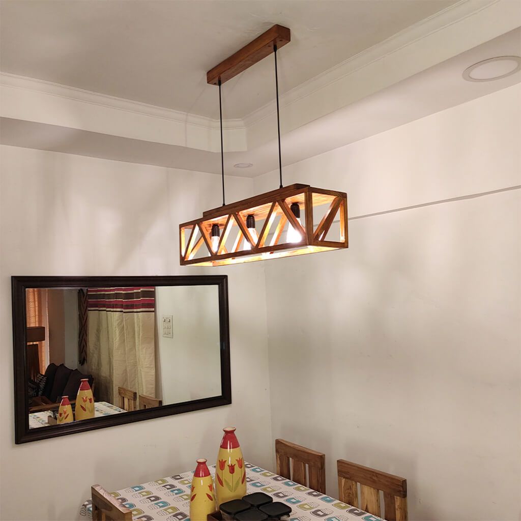 Symmetric Wooden Hanging Light