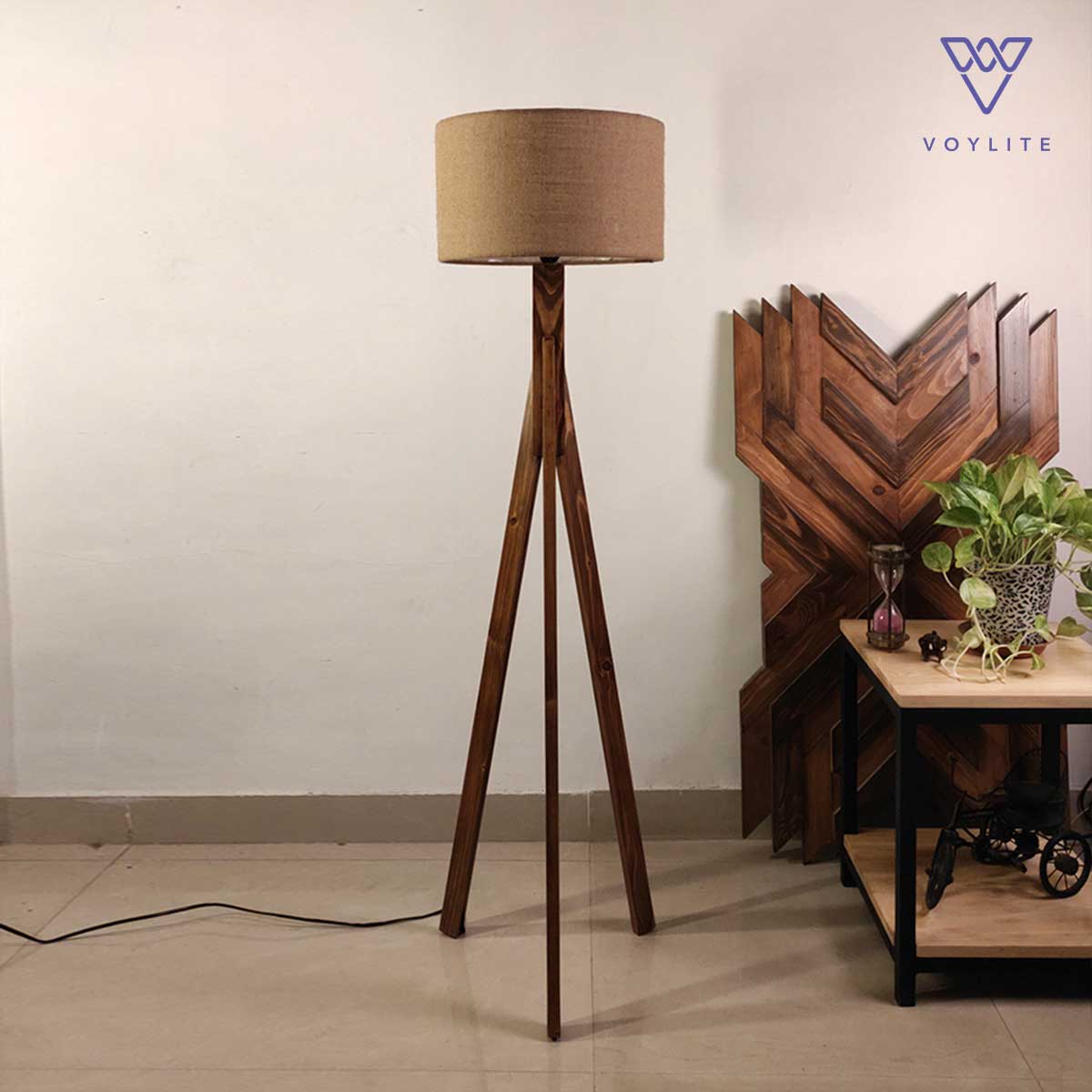 Triune Wooden Floor Lamp