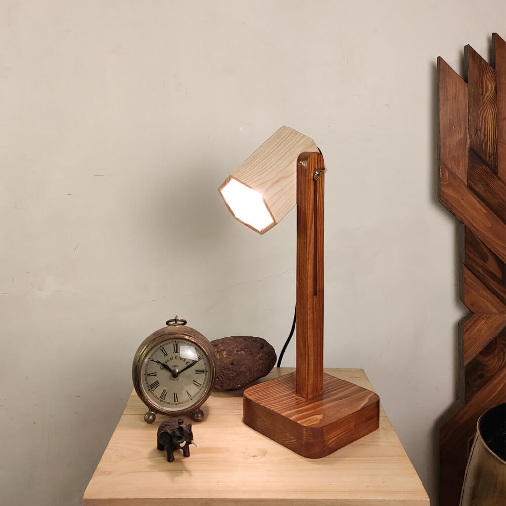 Hexspot Brown Wooden Table Lamp