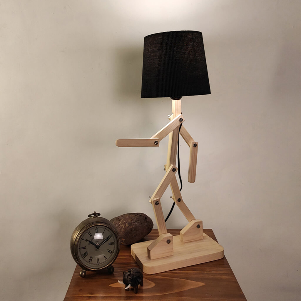 Moonwalker Beige Wooden Table Lamp